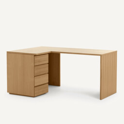 Working 165cm Oak Veneer Corner Desk - thumbnail 4
