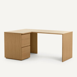 Working 165cm Oak Veneer Corner Desk - thumbnail 3