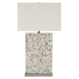 Natural Mosaic Shell Rectangular Column Base Table Lamp - thumbnail 1