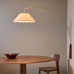 Nestwood Articulated Wall Light in Stained Oak and Linen - thumbnail 1