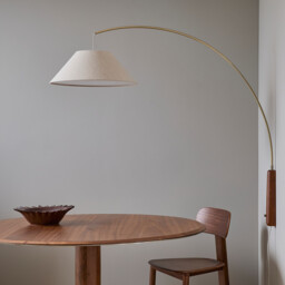 Nestwood Articulated Wall Light in Stained Oak and Linen - thumbnail 2