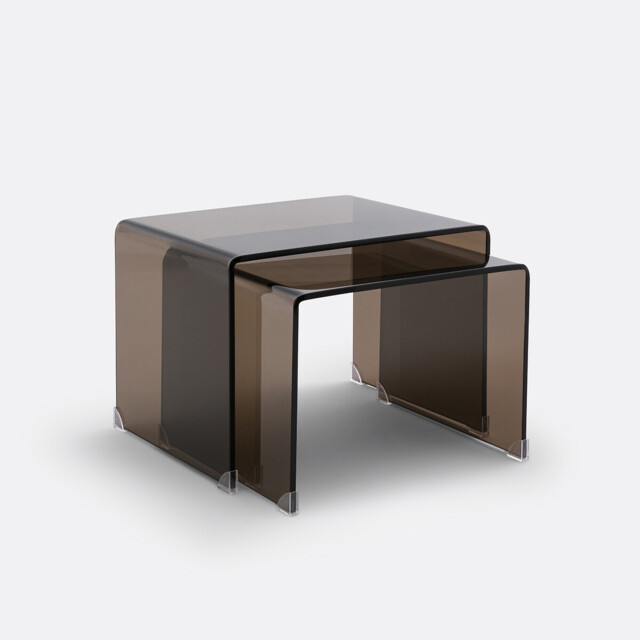 Set of 2 Joan Tempered Glass Nesting Coffee Tables - image 1