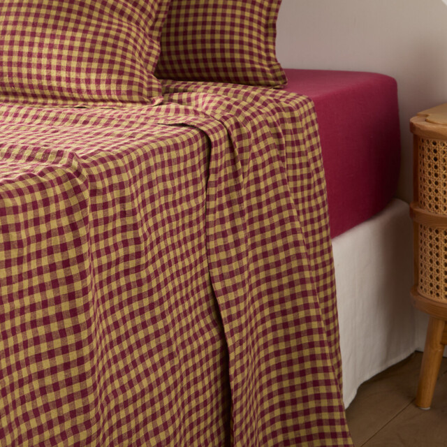 Acélie Bordeaux Flat Sheet in Washed Linen - image 1