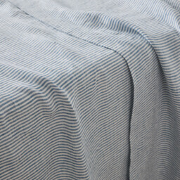 Flat Sheet in Washed Linen, Limona Bleu - thumbnail 3