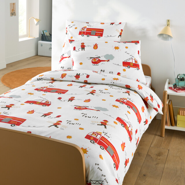 Pompier Bis Firefighter Print 30% Recycled Cotton Child's Pillowcase - image 1