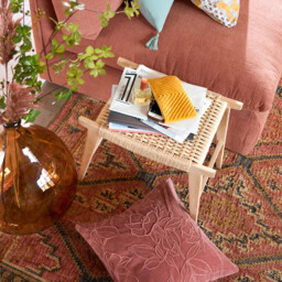 Kioto Oak & Woven Braided Stool - thumbnail 2
