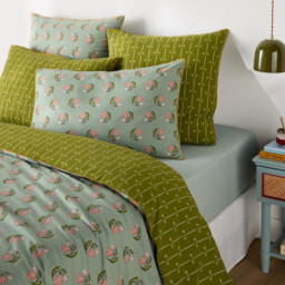 Ina Floral Print Washed Cotton Duvet Cover - thumbnail 1