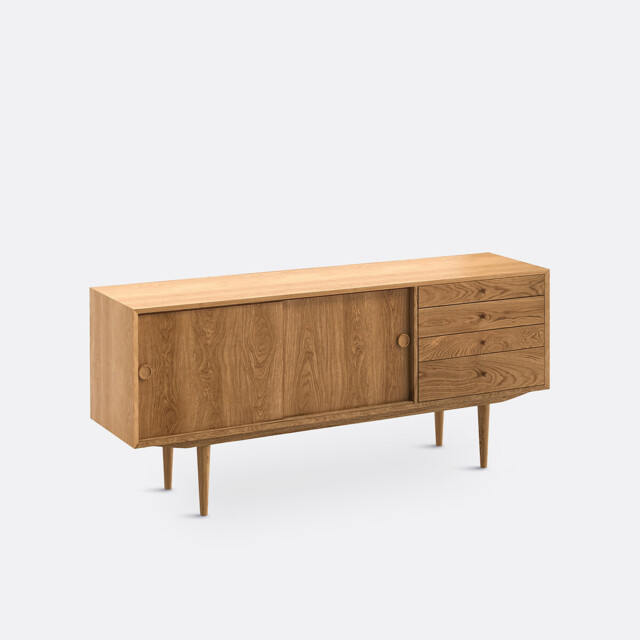 Quilda Vintage Style 2-Door 4-Drawer Oak Sideboard - image 1