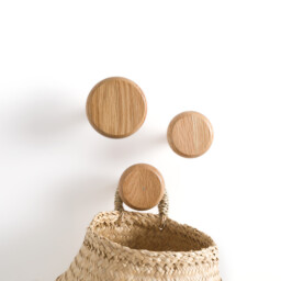 Set of 3 Kanca Round Oak Wall Hooks - thumbnail 1