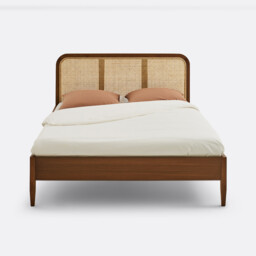 Madara Bed with Walnut Stained Solid Oak Bed Base with Veneer and Cane - thumbnail 3