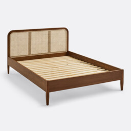 Madara Bed with Walnut Stained Solid Oak Bed Base with Veneer and Cane - thumbnail 4