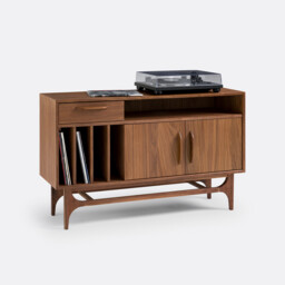 Larsen Walnut Vinyl Storage Cabinet - thumbnail 1