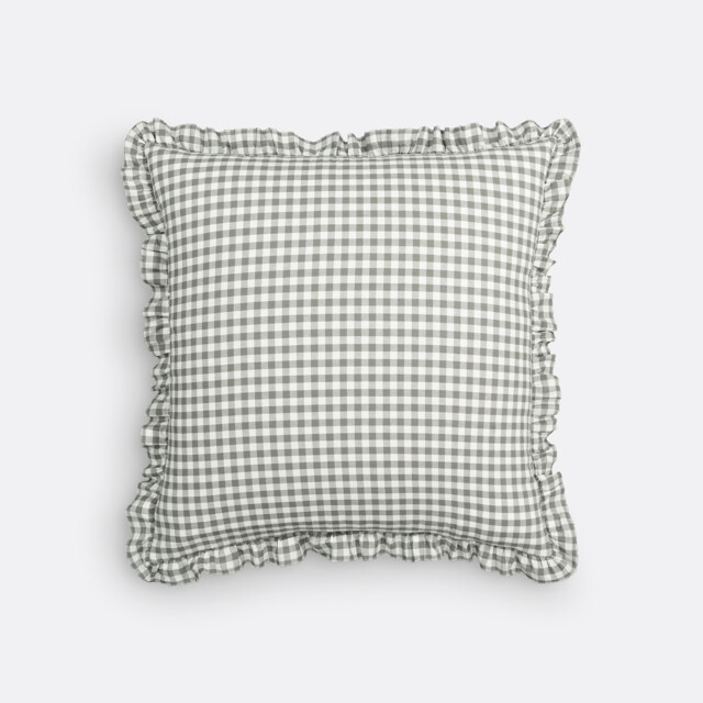Georgette Gingham Washed Cotton Cushion Cover - image 1