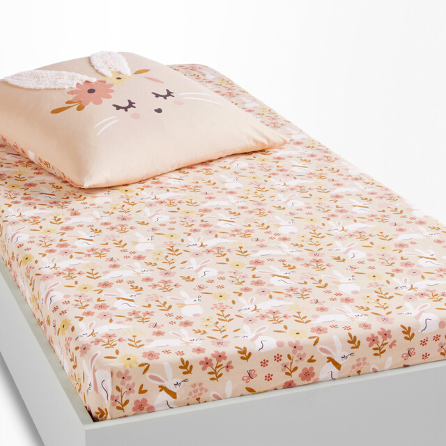 Flower Bunny Organic 100% Cotton Child's Fitted Sheet - image 1