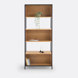 Volga Modular Bookcase with 3 Compartments in Oak Veneer - thumbnail 2