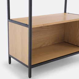 Volga Modular Bookcase with 3 Compartments in Oak Veneer - thumbnail 4