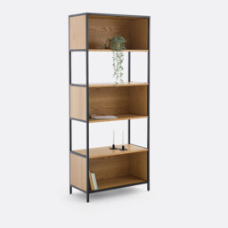 Volga Modular Bookcase with 3 Compartments in Oak Veneer - thumbnail 1