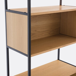 Volga Modular Bookcase with 3 Compartments in Oak Veneer - thumbnail 3