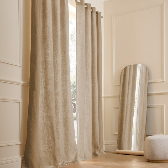 Private Lined Pre-Washed Linen Curtain with Eyelets - image 1