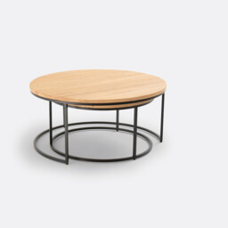 Set of 2 Hiba Large Nesting Coffee Tables with Oak Table Tops - thumbnail 4