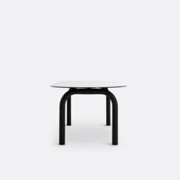 Polly 6-8 Seater Oval Dining Table in Smoked Glass and Steel - thumbnail 4