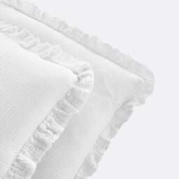 Kumla Plain Cotton Muslin Ruffled Pillowcase - thumbnail 2