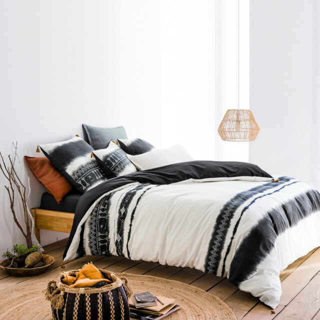 Yoruba Tie Dye Stripe Washed Cotton Duvet Cover