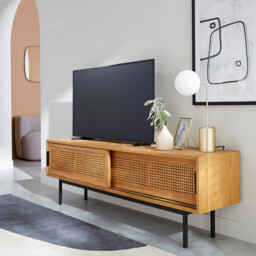 Waska TV Cabinet in Oak, Veneer and Cane 160cm - thumbnail 2