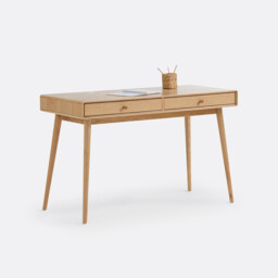 Miji Oak Veneer 2-Drawer Desk - thumbnail 1