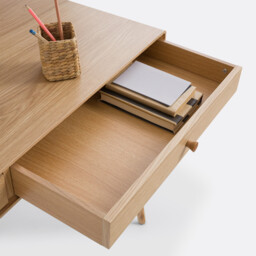 Miji Oak Veneer 2-Drawer Desk - thumbnail 4