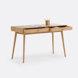 Miji Oak Veneer 2-Drawer Desk - thumbnail 3