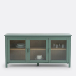 Alvina Low 3-Door Cabinet in Pine and MDF, Length 160cm - thumbnail 3