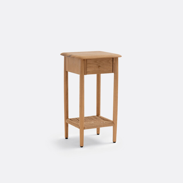 Malora Solid Oak & Weaving Bedside Table - image 1