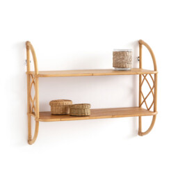 Malu 60cm Double Rattan Wall Shelf - thumbnail 1