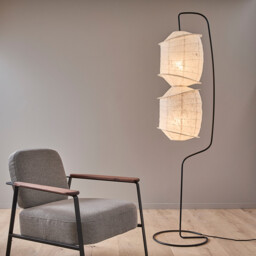 Nassah Floor Lamp in Textured Paper and Iron - thumbnail 1