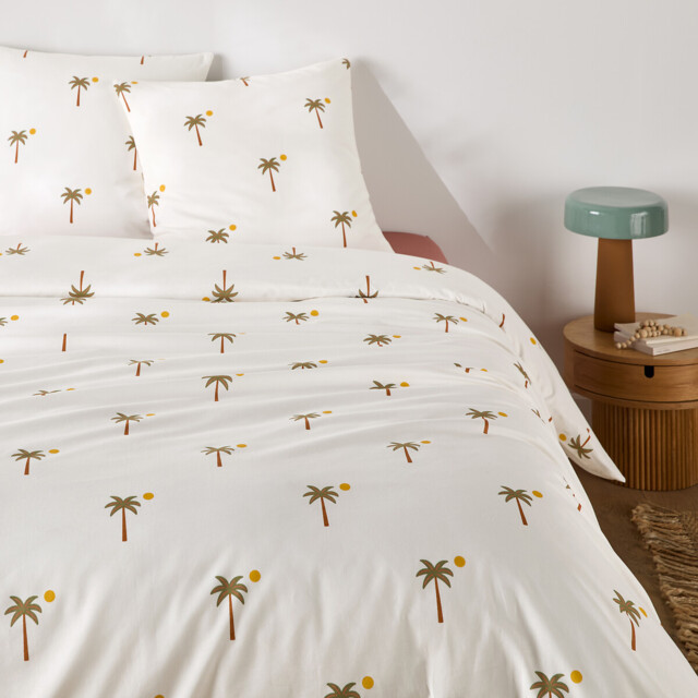 Paradela Palm Tree Print 30% Recycled Cotton Duvet Cover Set with Square Pillowcase - image 1