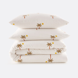 Paradela Palm Tree Print 30% Recycled Cotton Duvet Cover Set with Square Pillowcase - thumbnail 4