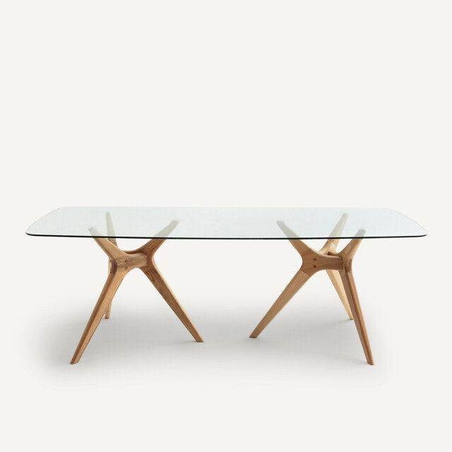 Marcielo Glass and Oak Rectangular Table - image 1