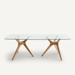 Marcielo Glass and Oak Rectangular Table - thumbnail 1