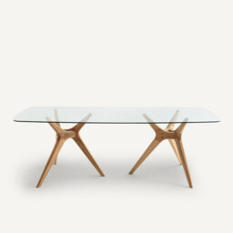 Marcielo Glass and Oak Rectangular Table - thumbnail 3