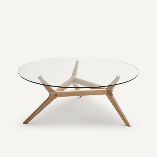 Maricielo Oak & Glass Coffee Table, Diameter 90 cm - image 1