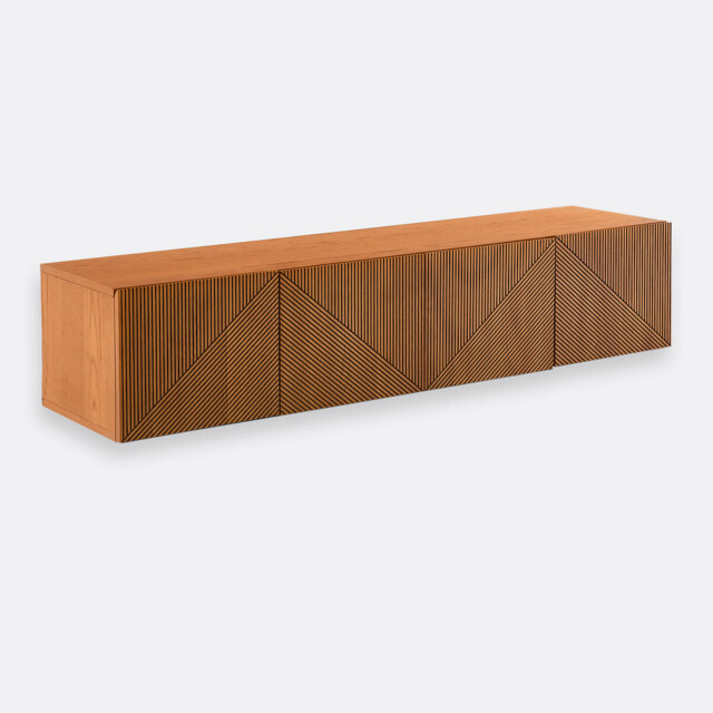Lodge Oak Veneer Vintage Wall-Hung TV Stand - image 1