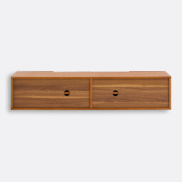 Lodge Oak Veneer Vintage Wall-Hung TV Stand - thumbnail 3
