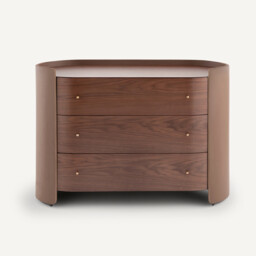 Firmo Chest of Drawers in Walnut and Leather Veneer with 3 Drawers - thumbnail 3