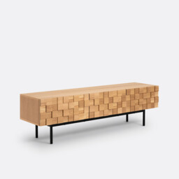 Madria 3-Door Oak Veneered TV Cabinet - thumbnail 1