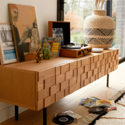 Madria 3-Door Oak Veneered TV Cabinet - thumbnail 3