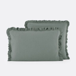 Kumla Plain Cotton Muslin Ruffled Pillowcase