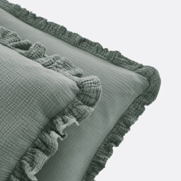 Kumla Plain Cotton Muslin Ruffled Pillowcase - thumbnail 2