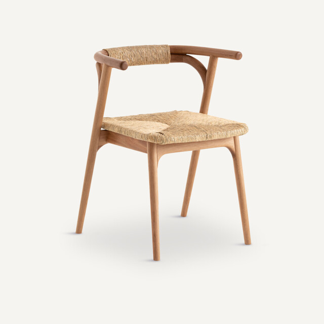 Fermyo Table Armchair in Oak and Straw - image 1