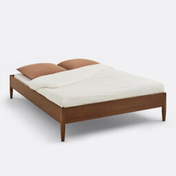 Madara Solid Oak and Walnut-Stained Veneer Bed with Bed Base - thumbnail 1